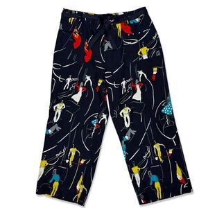 Ann Trinity Vintage 100% Linen Sailing Themed Crop Pants